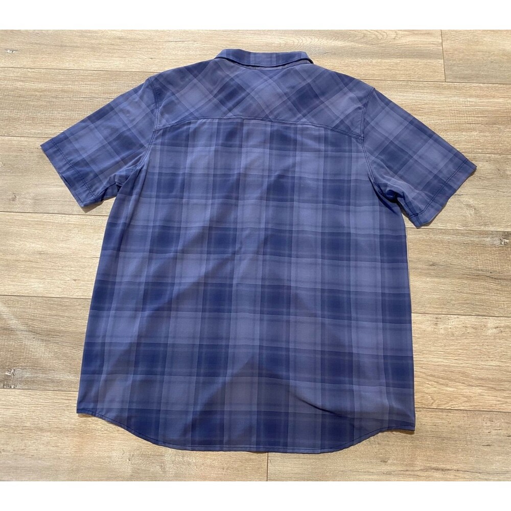 Outdoor Research Astroman Mens L Blue Plaid Sun Shirt Hiking Short Sleeve Light - Picture 8 of 8